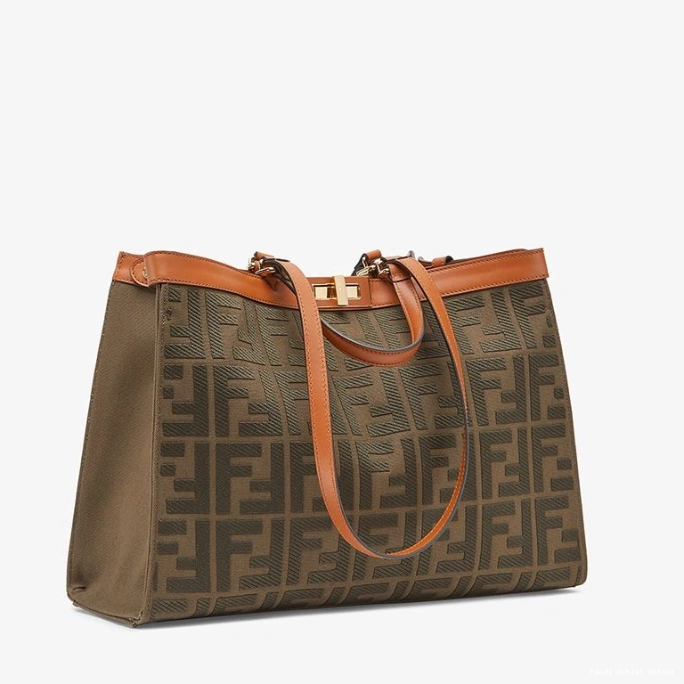 Affordable X-Tote FF Motif Fendi Canvas Medium In Peekaboo Coffee 0808